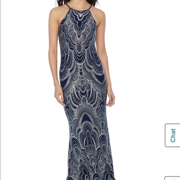 Sleeveless Glitter Knit Evening Gown - Picture 1 of 4